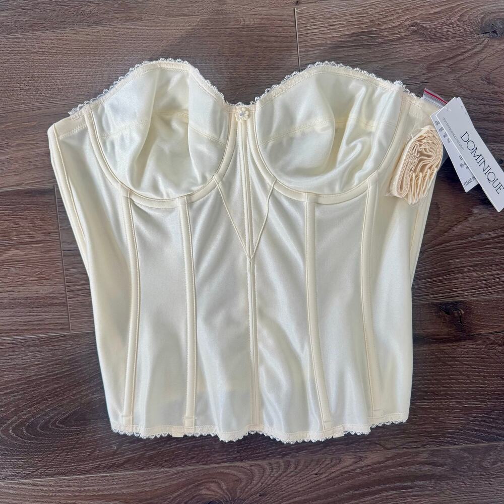 Dominique Juliette Satin Corset Bridal Bra 8950 Ivory Sz 38C NEW Retail $86